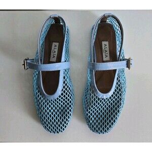Alaia Mesh Mary Jane Fishnet Ballet Buckle Strap Patent Leather Flat Size 42